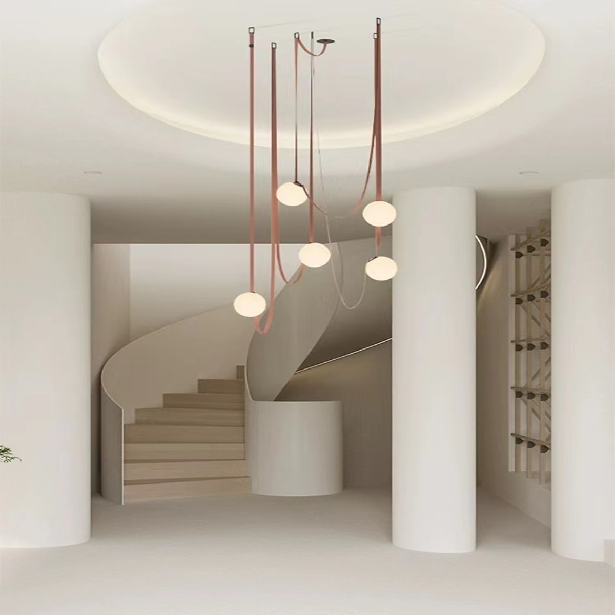 Lámpara colgante LED de 1/3/5/7 luces con diseño de racimo, lámpara de araña de cuerda de cáñamo con globo de cristal, lámpara colgante moderna de color negro y rosa, lámpara colgante de montaje 2025 - $229.99 –P2