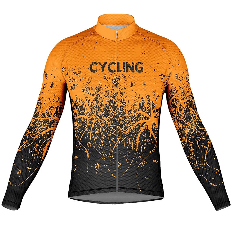 Voor heren Wielrenshirt Lange mouw Fietsen Kleding Bovenlichaam met 3 achterzakken Bergracen Wegwielrennen Ademend Sneldrogend Vochtregelerend Reflecterende strips Geel Rood Oranje Grafisch Polyester 2025 - $32.99 –P9