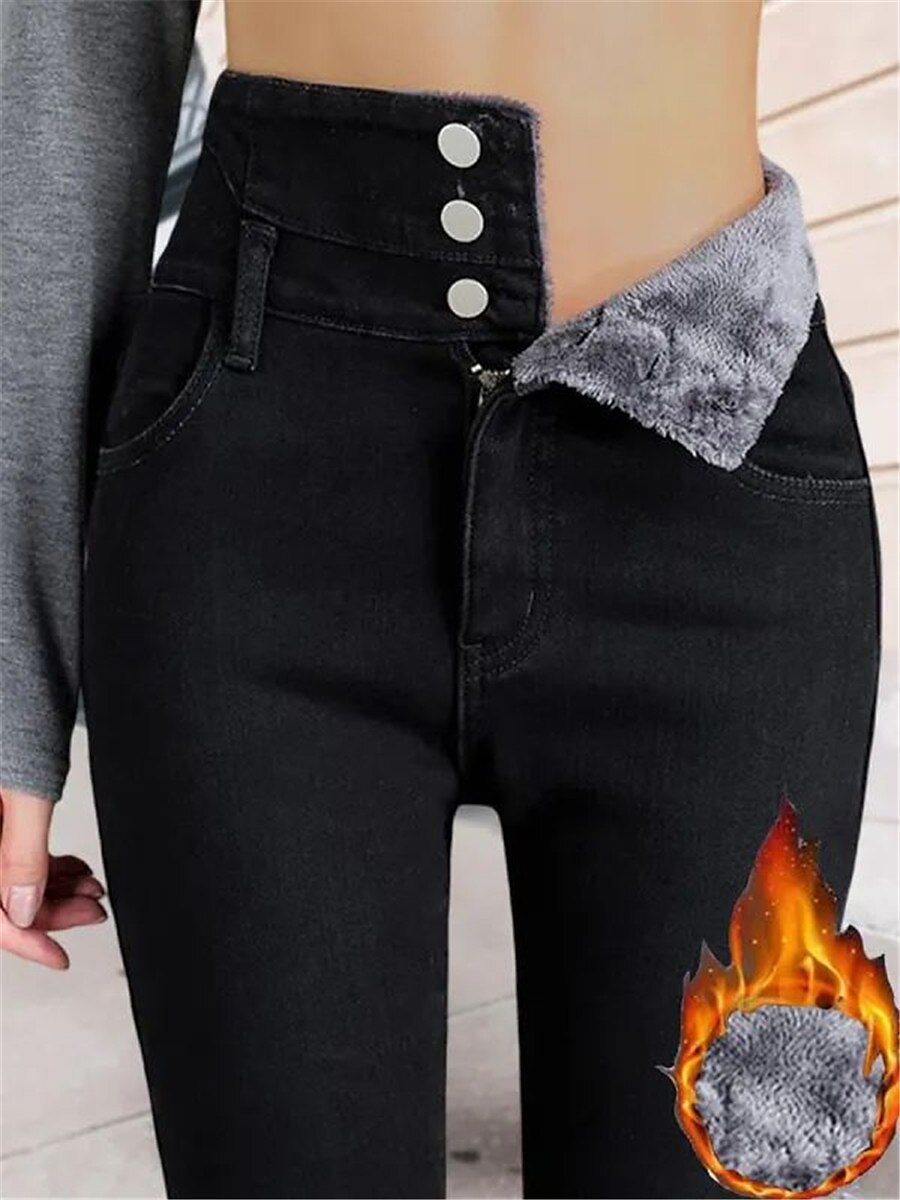 Women's Fleece Pants Pants Trousers Jeggings Full Length Fashion Streetwear Street Daily Black Blue S M Fall Winter 2023 - US $29.99 –P4