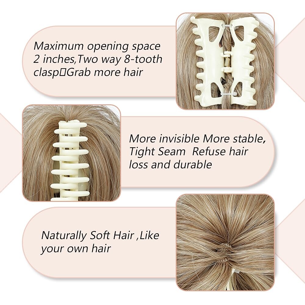2026年 シニョン ヘアバンド 爪のあるポニーテール 合成 ヘアピース ヘアエクステンション ストレート パーティー デイリーウェア 誕生日 A1 A2 A3  コレクション – $9.99 –P9