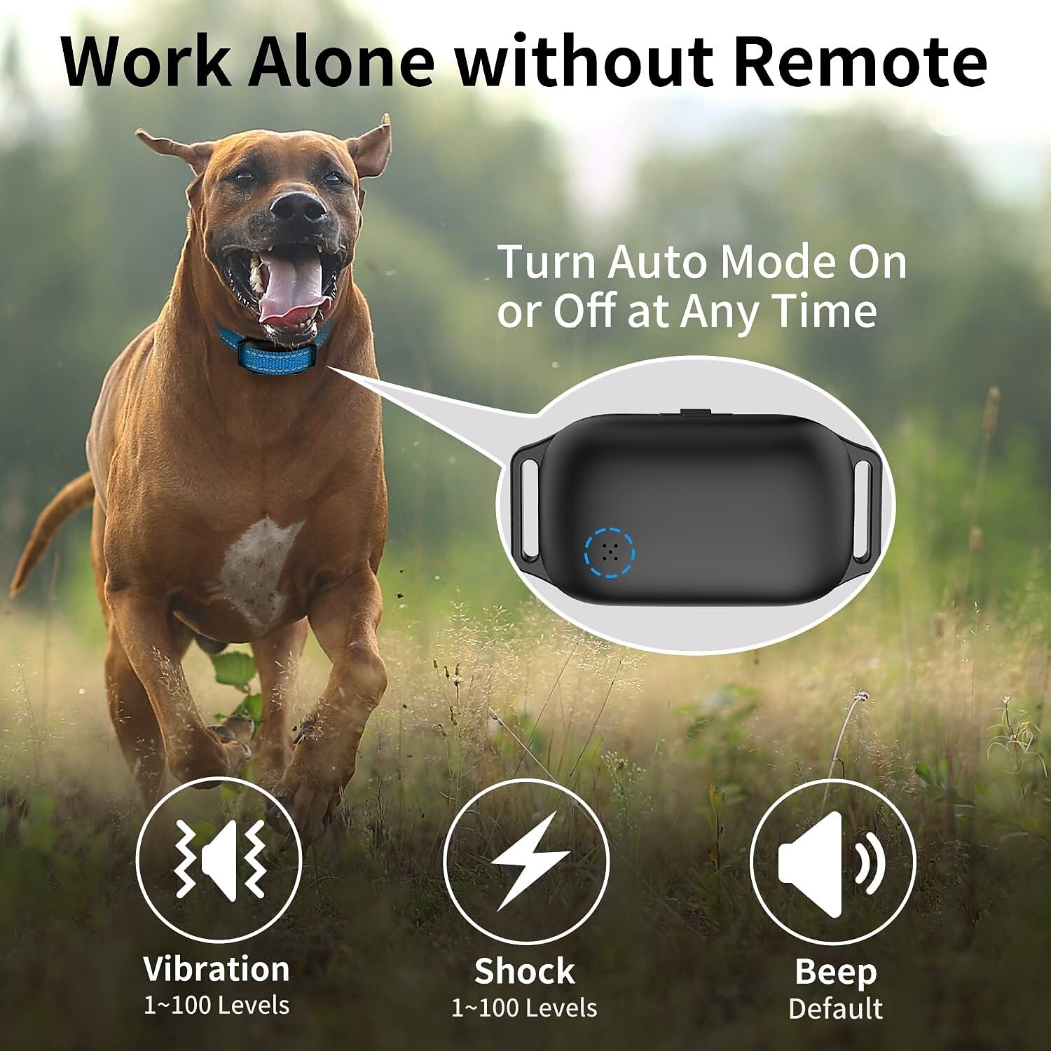 2025年 大型犬用リモートバーク首輪付き自動吠え首輪リモートおよび自動モード付きショック首輪犬用ショック首輪IP67防水ビープ振動およびショック - リモート3600フィート  コレクション – AU $117.99 –P2
