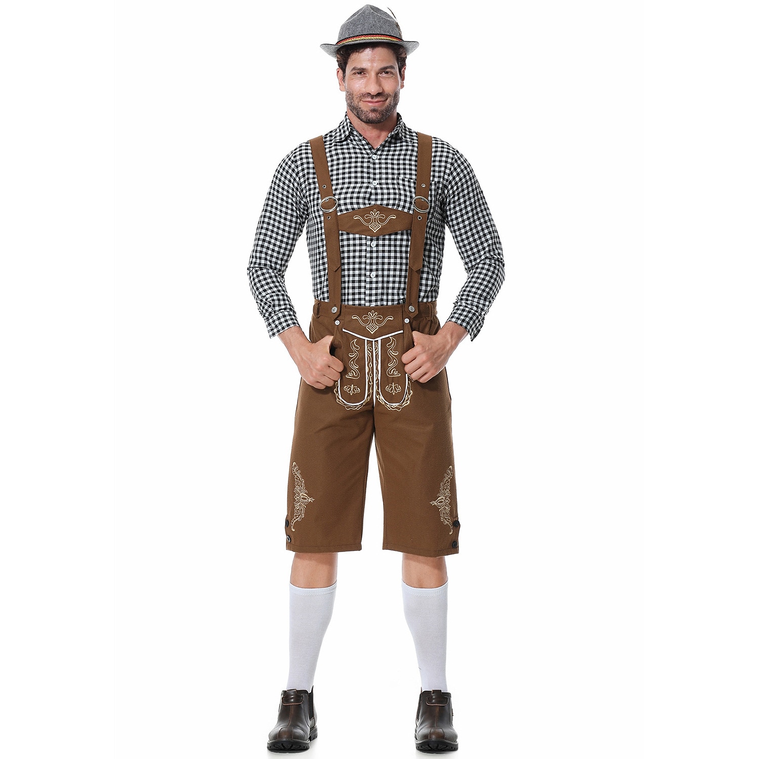 Oktoberfest Lederhosen Hemd Bayerisch Bayerisch Deutsch Wiesn Herren Stoff im traditionellen Stil Bluse Shorts Hut 2026 - HUF 24835 –P6
