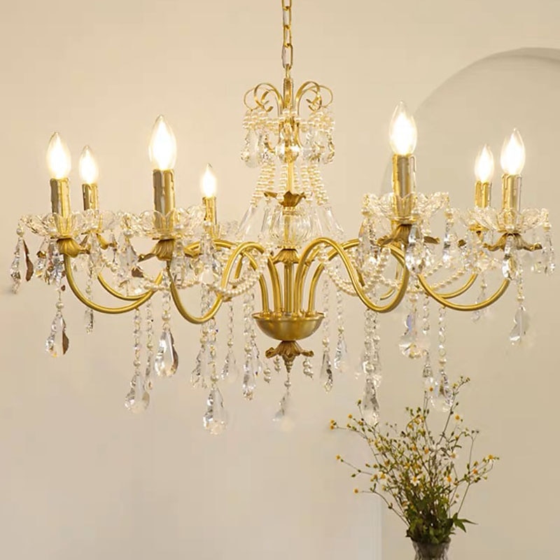 lustre led plafonnier en cristal 6/8 tête k9 cristal conception unique lumières encastrées en acier inoxydable led style nordique lustres de style bougie 110-120v 220-240v de 2025 ? $859.99 –P2