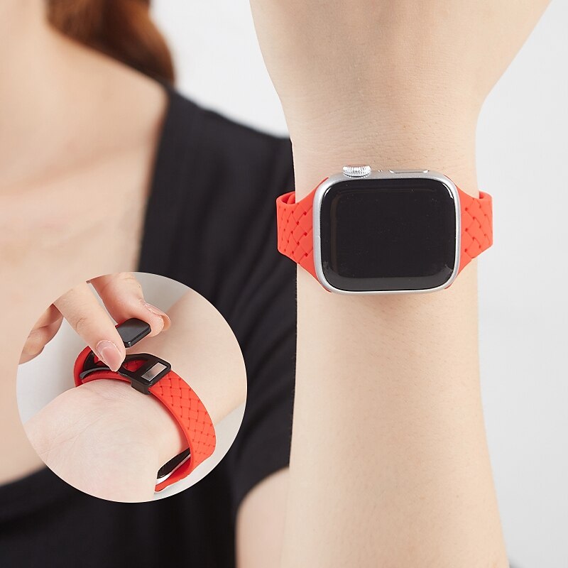 Cinturino sportivo Compatibile con Cinturino dell'Apple Watch 38mm 40mm 41mm 42mm 44mm 45mm 49mm Elastico Robusto Chiusura magnetica Silicone Cinturino di ricambio per iwatch Ultra 2 Series 9 8 7 SE del 2025 a $11.99 -P5