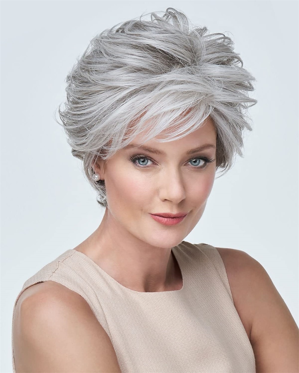 Short Grey Pixie Cut Wigs for Women layered Synthetic Hair Mixed Gray Wig with White Bangs Natural Wavy Wigs for Old Lady 2025 - $24.99 –P15