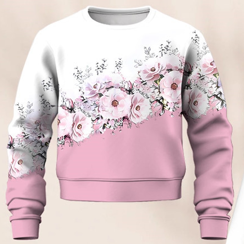 Easter Girls' 3D Floral Set Sweatshirt & Flare Pants Set Long Sleeve 3D Print Fall Winter Active Fashion Daily Kids 3-12 Years Crew Neck Outdoor Vacation Date Regular Fit 2025 - $20.99 –P4