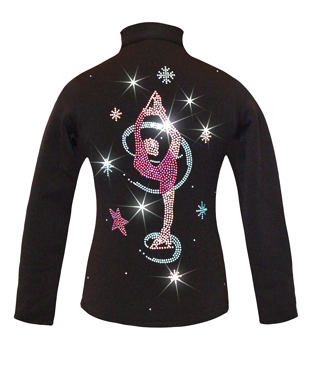 Eiskunstlauf Fleecejacke Damen Mädchen Eislaufen Jacke Oberteil Schwarz Rosa Purpur Dehnbar Training Wettbewerb Eiskunstlaufkleidung Thermowarm Kristall / Strass Langarm Eislaufen Eiskundstlauf 2026 - $67.99 –P1