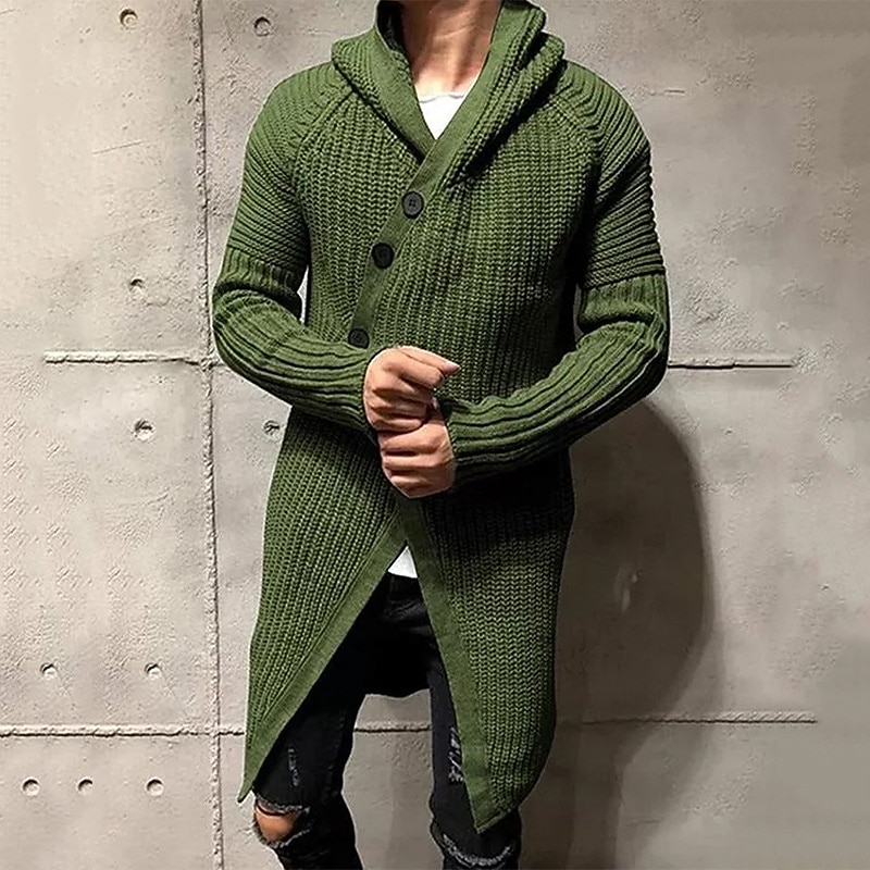 Homens Sueter Cardigan Estriado Tricotar Túnica Tricotado Tecido Capuz Aquecimento Contemporâneo Moderno Roupa Diária Para Noite Roupa Inverno Verde Tropa M L XL de 2026 por $54.99 –P1