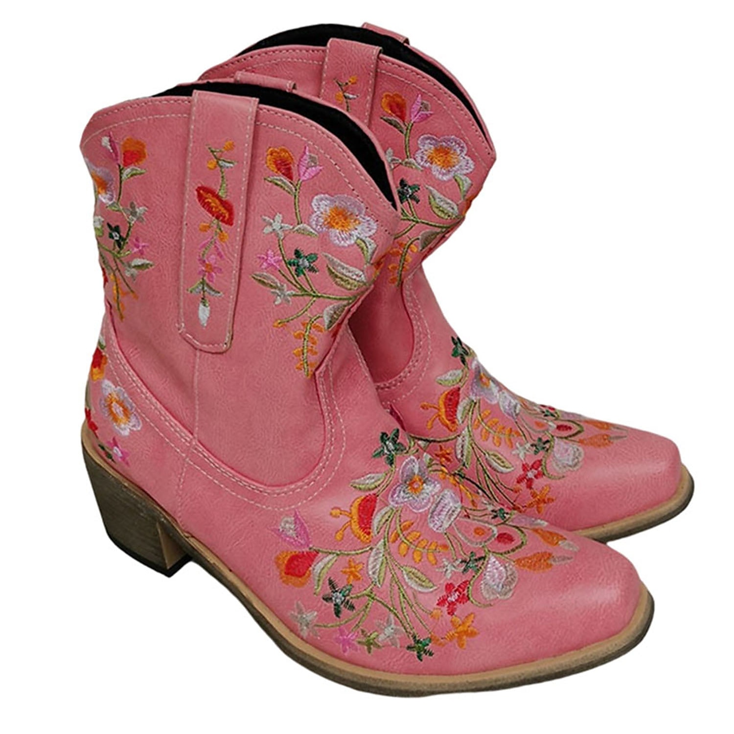 Women's Vintage Western Cowboy Boots – Floral Embroidered Faux Leather Ankle Boots for Casual and Festival Wear 2025 - $64.99 –P15