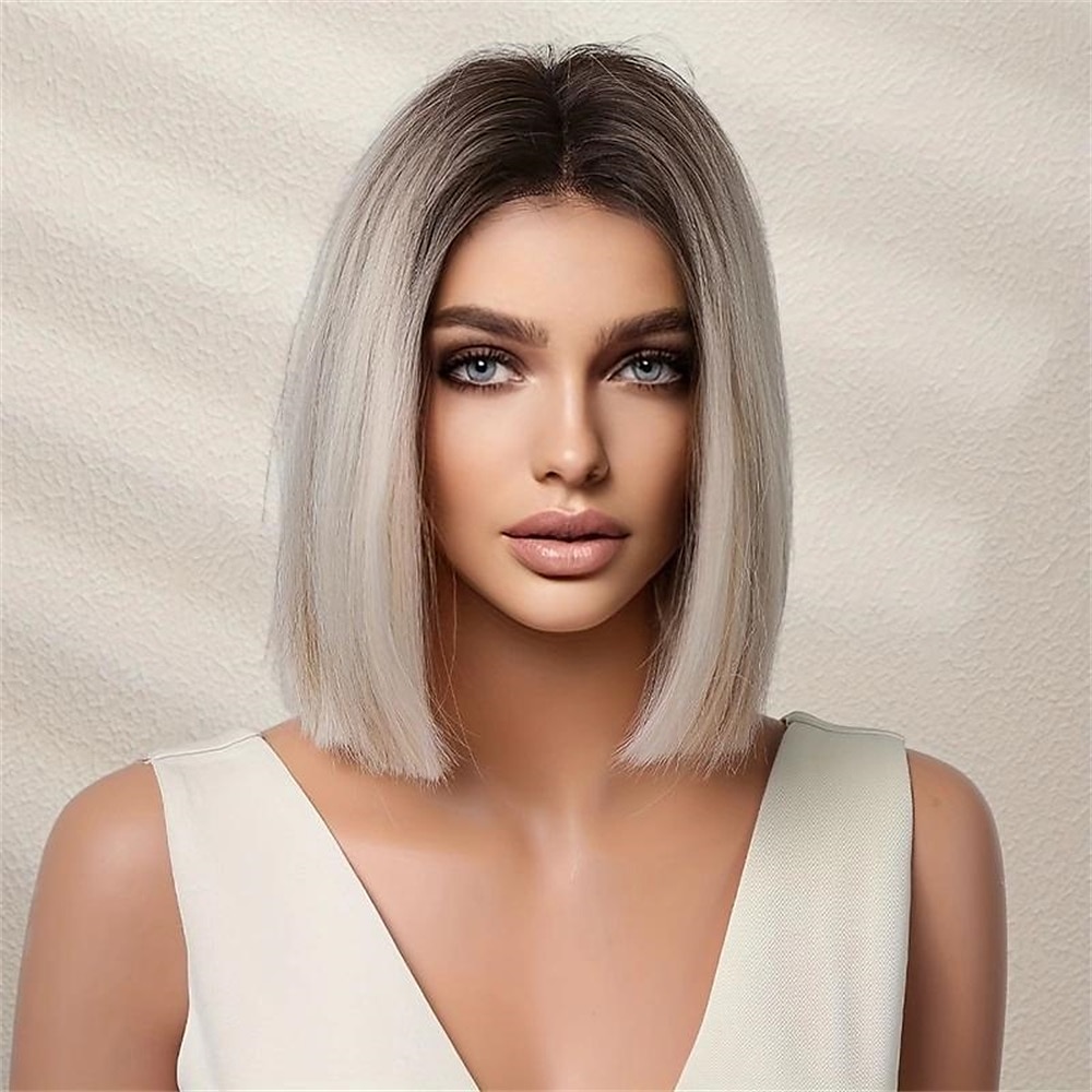 Perruque Synthétique Droit Partie médiane Perruque Court A1 A2 A3 Cheveux Synthétiques Femme Design à la mode Doux Naturel Noir Marron Blond de 2025 ? $24.99 –P5
