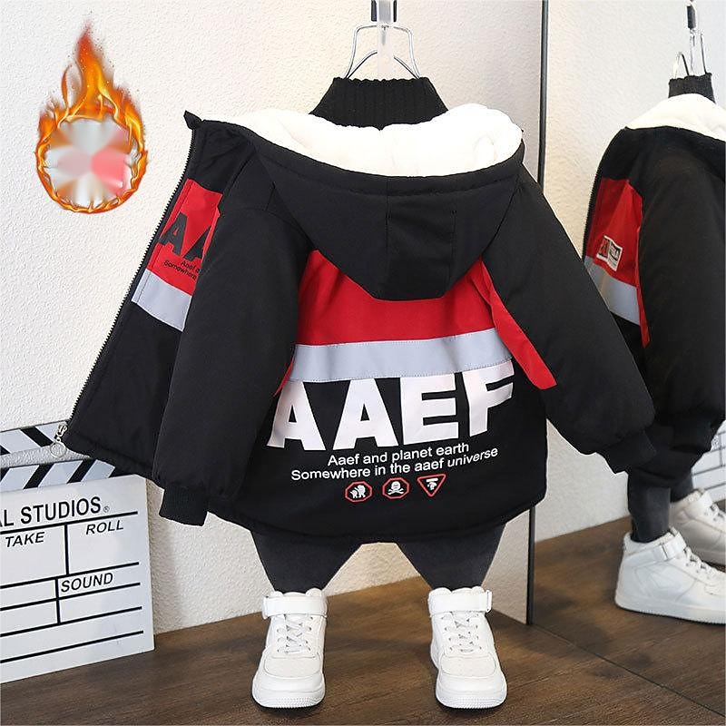 Barn Pojkar Fleece-jacka Hoodiejacka Ytterkläder Grafisk Färgblock Nummer Långärmad Dragkedja Täcka Utomhus Förtjusande Dagligen Automatisk sammetsjacka med knappar svart Stor sammetsjacka bakficka 2025 - $36.99 –P6