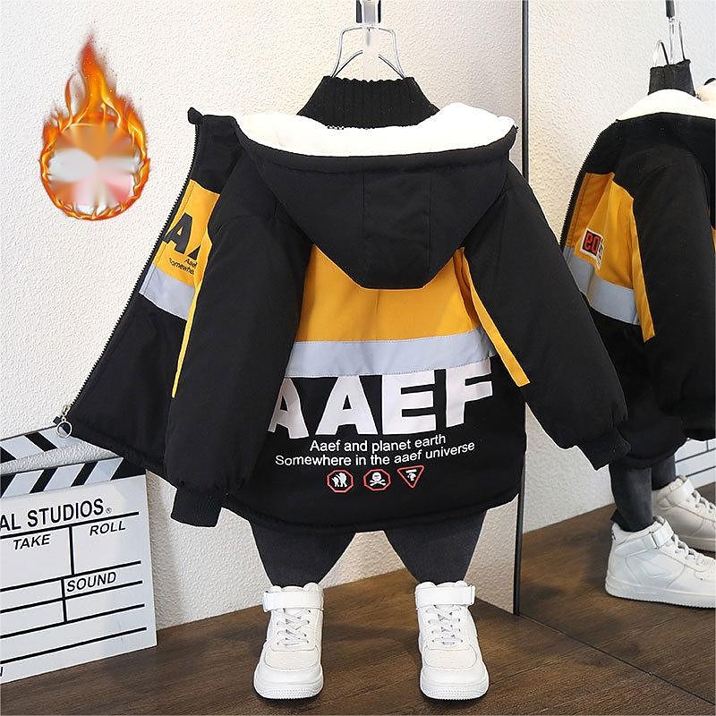 Barn Pojkar Fleece-jacka Hoodiejacka Ytterkläder Grafisk Färgblock Nummer Långärmad Dragkedja Täcka Utomhus Förtjusande Dagligen Automatisk sammetsjacka med knappar svart Stor sammetsjacka bakficka 2025 - $36.99 –P12