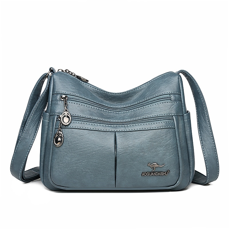 női műbőr crossbody táska - több zsebes vállas kézitáska cipzárral a mindennapi alkalmi használatra 2025 - $24.99 –P16