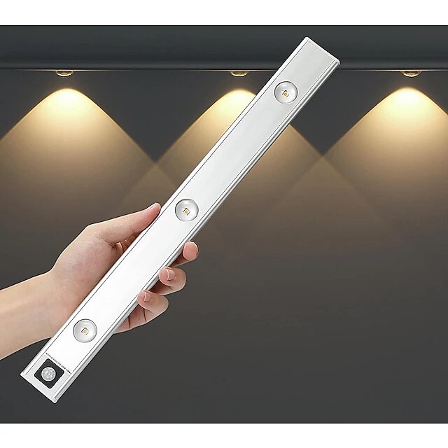 lumină de noapte cu led senzor de mișcare automată lumină led reîncărcabilă prin usb 3 culori reglare 20/30/40 cm 2/3 led pentru dulap de bucătărie iluminat canal scară 2025 - $19.99 –P5