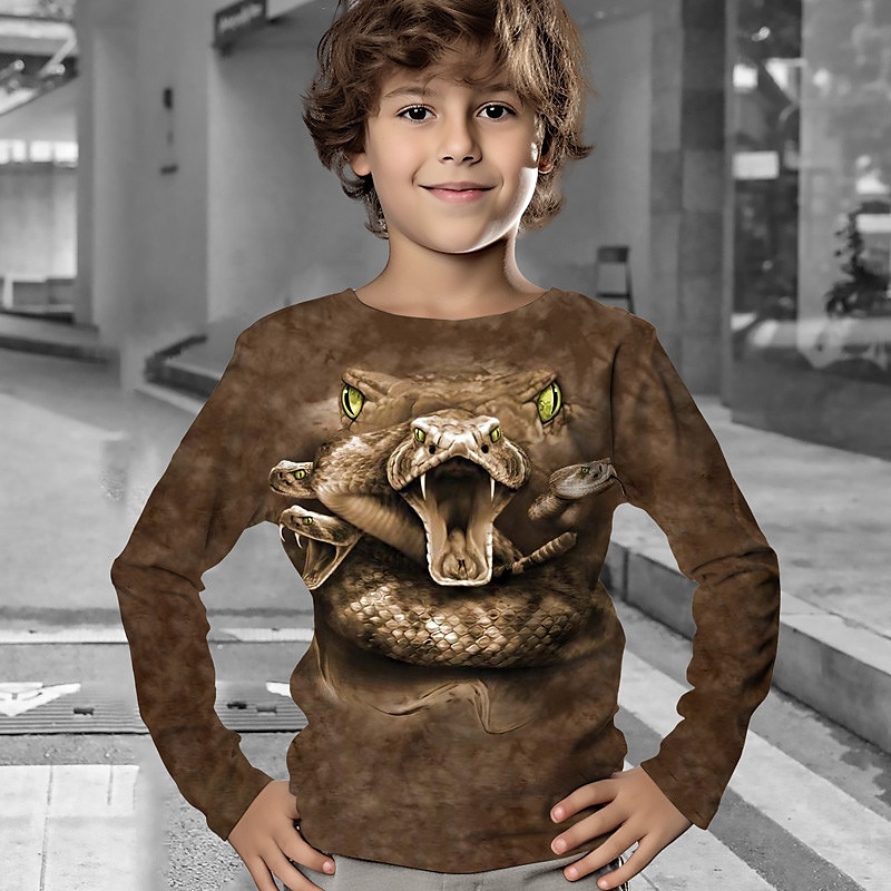 Dla chłopców 3D Zwierzę T-shirt Długi rękaw Druk 3D Jesień Zima Sport Moda Moda miejska Dzieci 3-12 lat Na zewnątrz Codzienny Regularny 2025 - $13.99 –P5