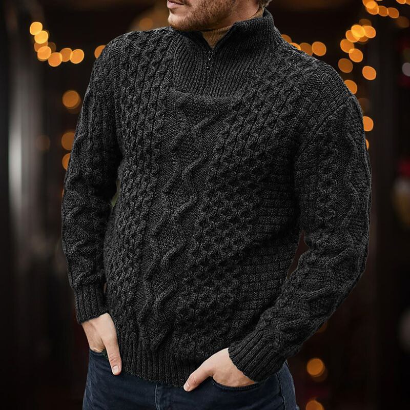 Homens Pulôver irlandês Pulôveres Aran camisolas de natal Pulôver suéter Suéter com zíper de um quarto Estriado Cabo Tricotar Padrão Half Zip Tricotado Tecido Colarinho Chinês Contemporâneo Moderno de 2025 por $44.99 –P5