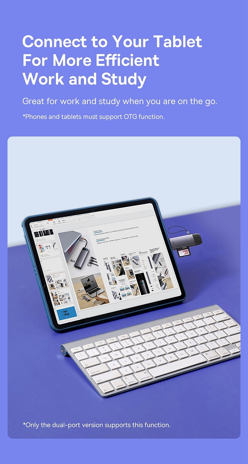 устройство чтения карт Baseus USB C & USB3.0 к SD Micro SD TF устройство для карт памяти 104 МБ/с 2 ТБ смарт-картридер для аксессуаров для ноутбуков 2025 - $24.99 –P8