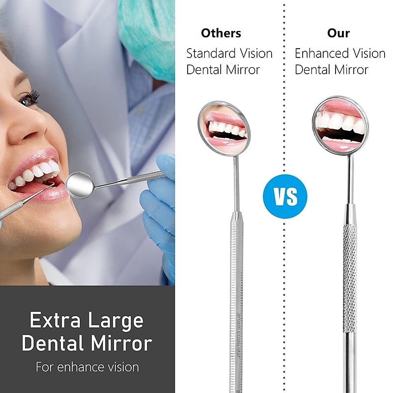 2026年 歯科用ツール 6 個 - 歯用プラーク除去剤 - プロフェッショナルな歯科衛生クリーニングキット ピンセット付きステンレススチール口腔ケアセット 6 個 歯石スカラー口ミラー  コレクション – $15.99 –P5