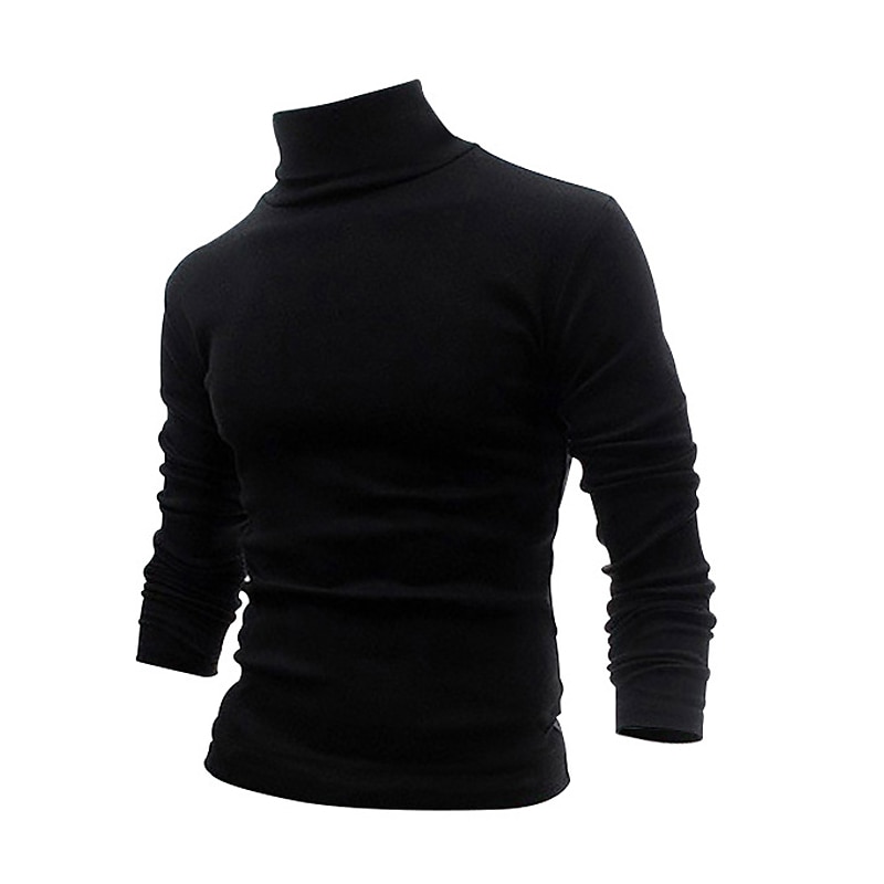 Herren T Shirt T-Shirt Langarmshirt Langarm Rollkragen Frühling & Herbst Einfach Mode Designer Basic Urlaub Straße Ausgehen Wein Aprikose Dunkelgrau Top T-Shirt für Herren 2025 - $23.99 –P9