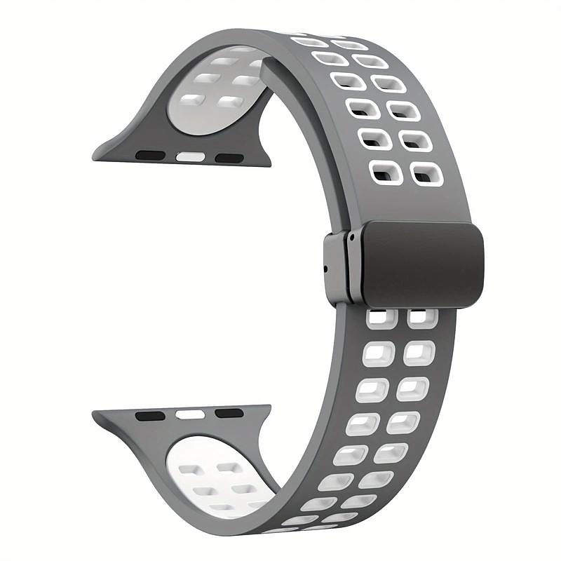 Bracelets de montre intelligente pour Apple Watch 44 mm 40 mm 49 mm 38 mm 45 mm 41 mm 42 mm bracelet en silicone bicolore sport pour femme + bracelet de remplacement à fermoir en D magnétique pour de 2025 ? $13.99 –P13