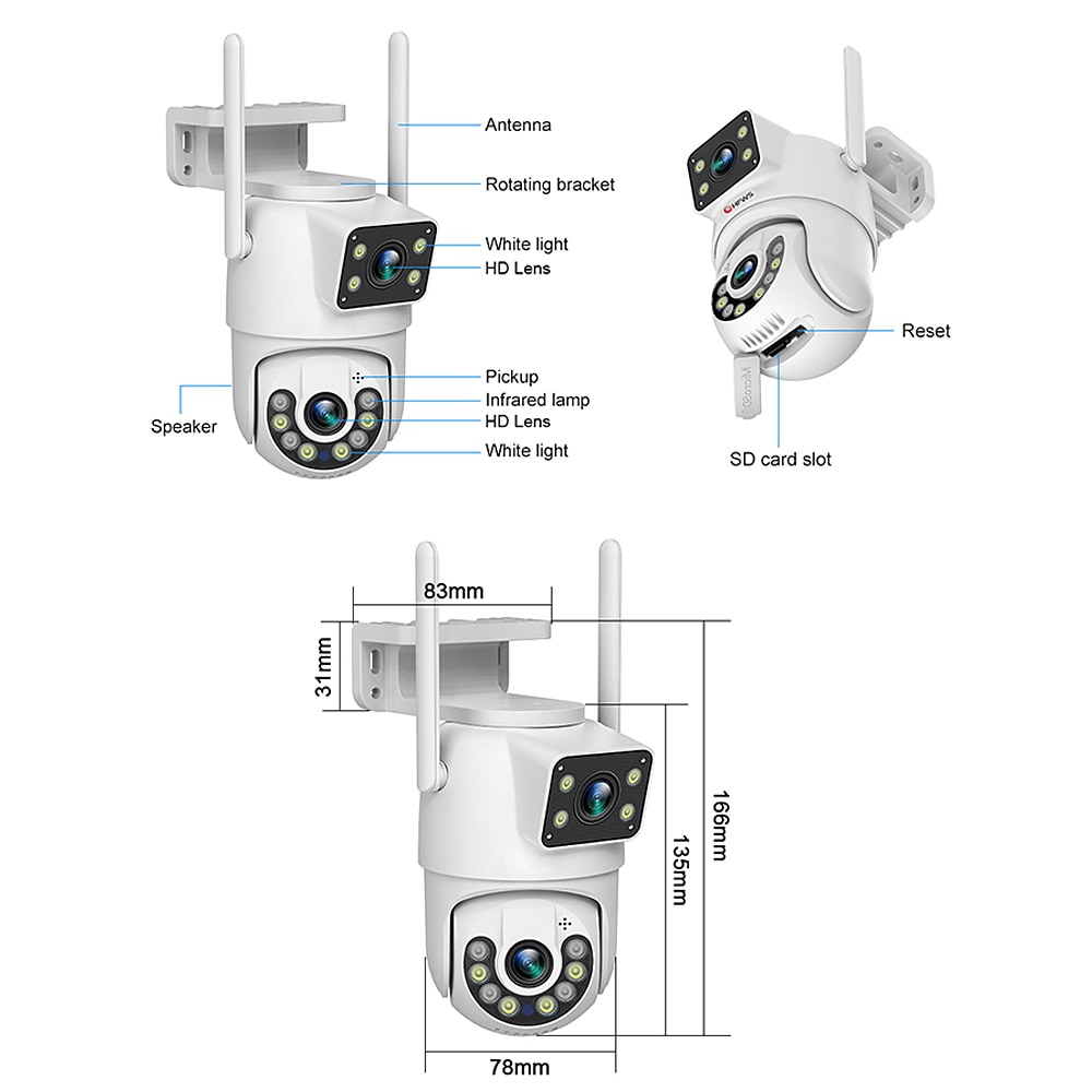 Didseth 4mp wifi ptz camera buiten dual-lens menselijk detecteren nachtzicht beveiliging cctv vedio surveillance ip camera 2025 - $52.99 –P12