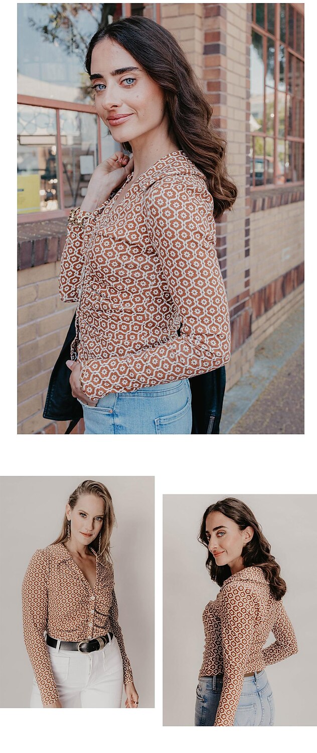 blusa camisa slim com estampa floral de 2025 por $51.99 –P3