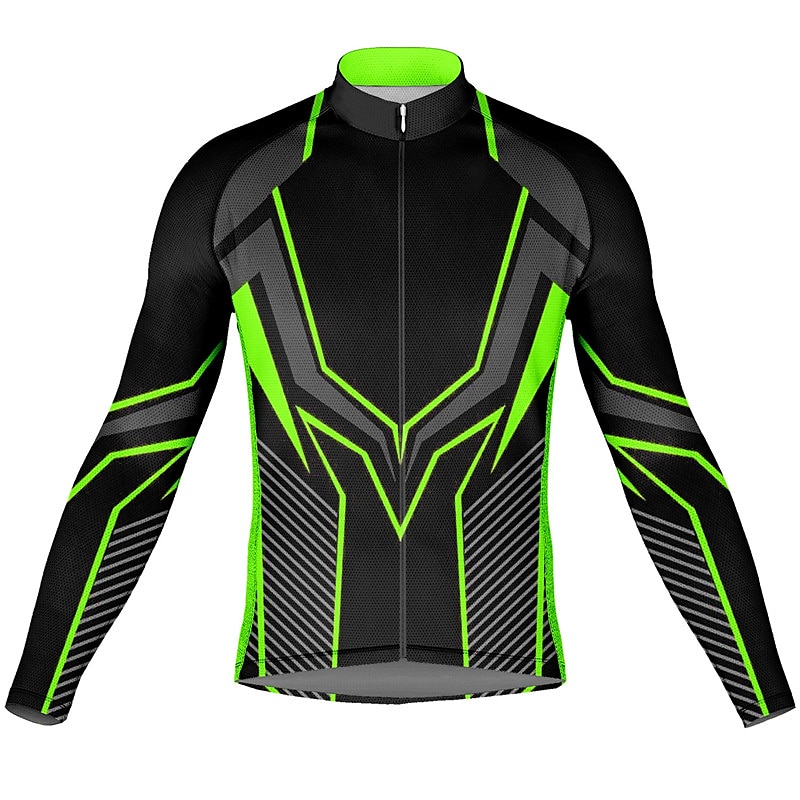 Herren Radtrikot Grafik Geometrisch Langarm Fahhrad Oberteil mit 3 Gesäßtaschen Mountainbike MTB Straßenradsport Schnelltrocknend Reflektierende Streifen Rückentasche Feuchtigkeitsableitend Sport 2025 - $34.99 –P10