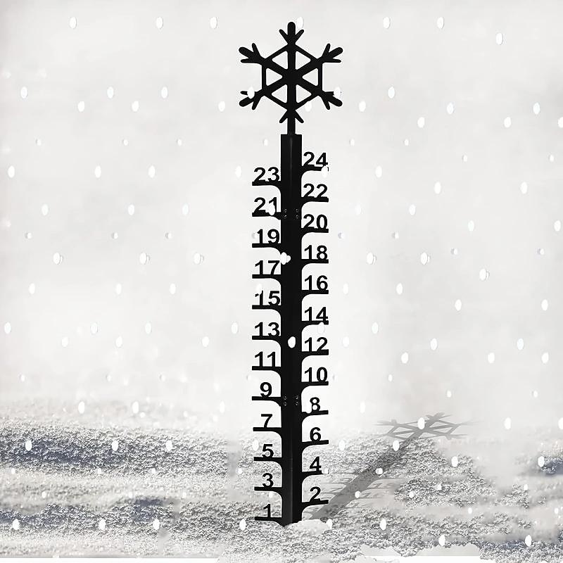 Outdoor Snow Gauge, 24 Inches Winter Snowflake, Snowman, Elk Metal Iron Ruler, Manual Metal Snow Measuring Stick Garden Pile, Christmas Rain Gauge Outdoor Decoration Gift 2025 - $18.99 –P10