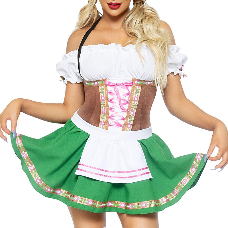 Carnival Oktoberfest Beer Costume Dress Dirndl Trachtenkleider Maid German Munich Wiesn Women's Traditional Style Cloth Dress Apron 2025 - $39.99 –P1