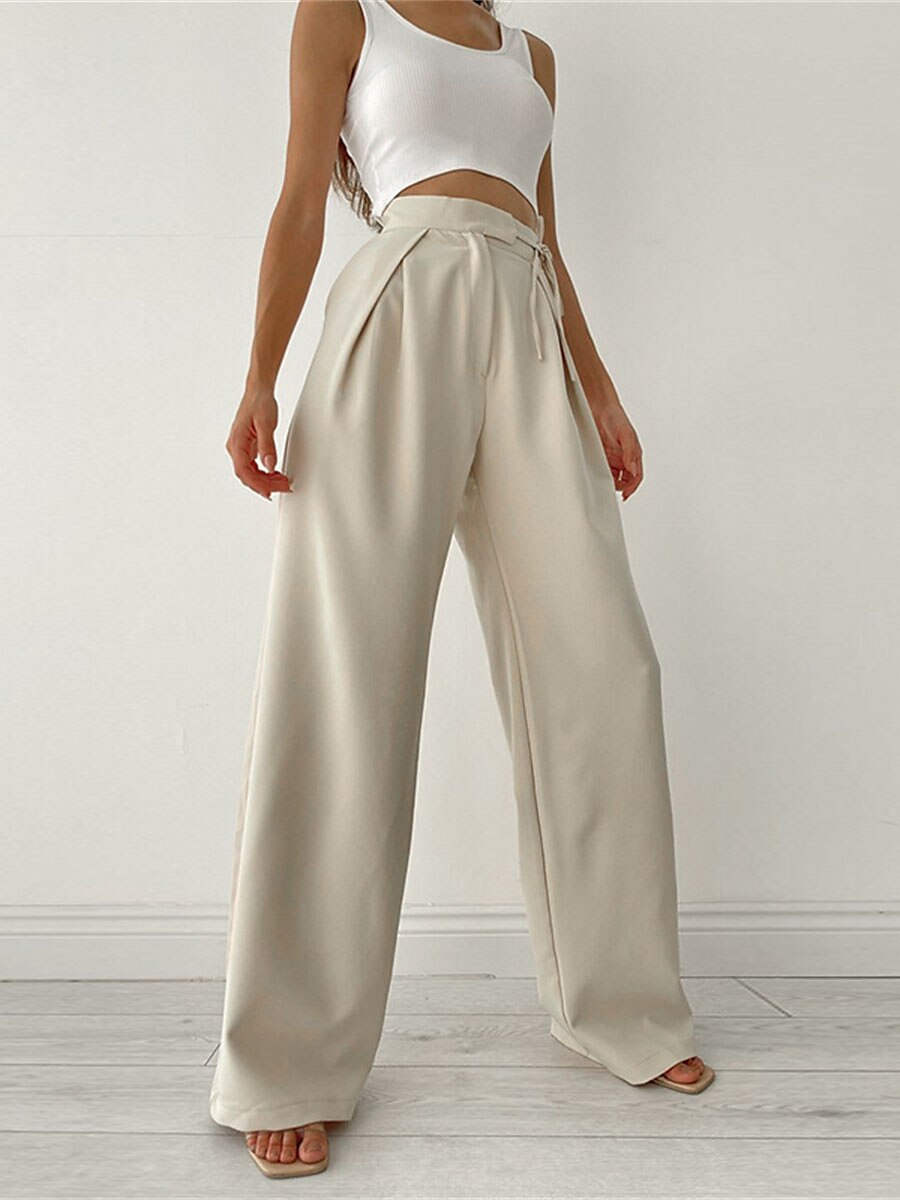 Women‘s Wide Leg Dress Pants Trousers Full Length Fashion Streetwear Street Daily Black Apricot S M Fall Winter 2023 - US $32.99 –P3