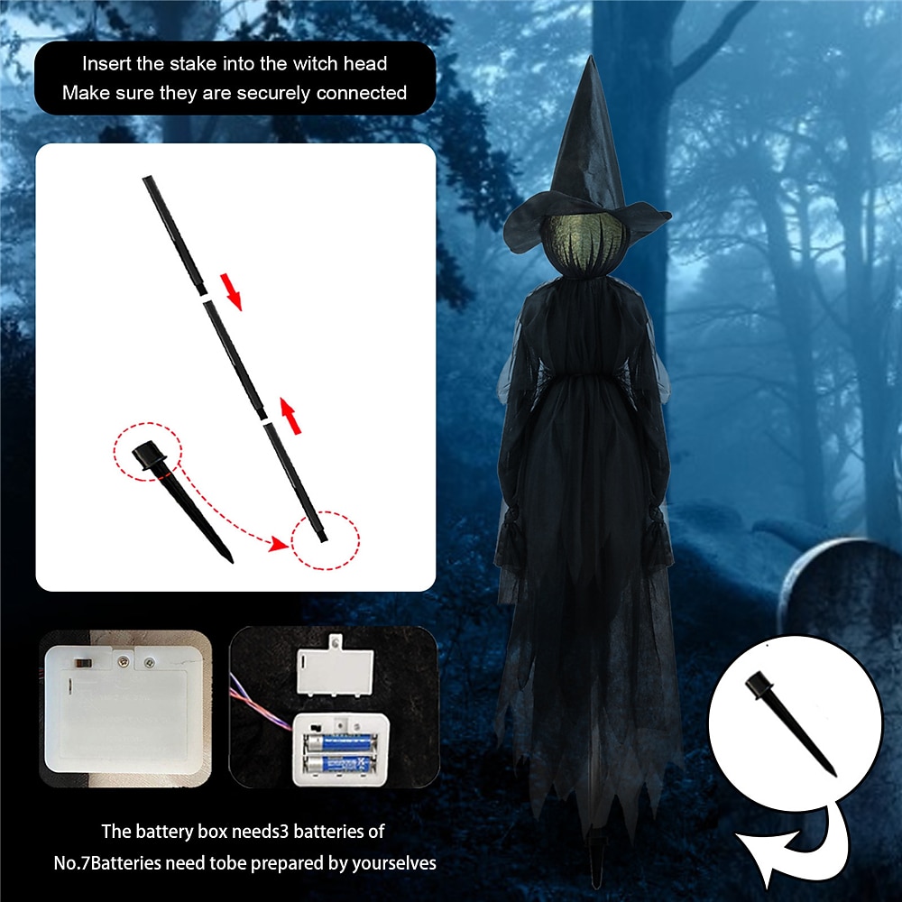 Voice Control with Sound Halloween Colorful Gradient Witch Ghost Atmosphere Layout Scene Decoration Props Lawn Floor Lamp 2026 - $23.99 –P5