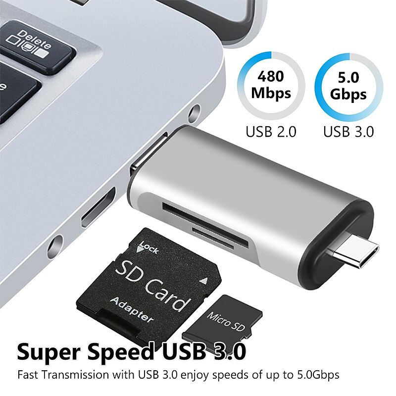 High-speed 3 In 1 Android Camera Laptop Computer SD USB Aluminum Alloy Micro USB TF OTG Type-c Cardreader Adapter Extended Card Reader 2025 - $14.99 –P5