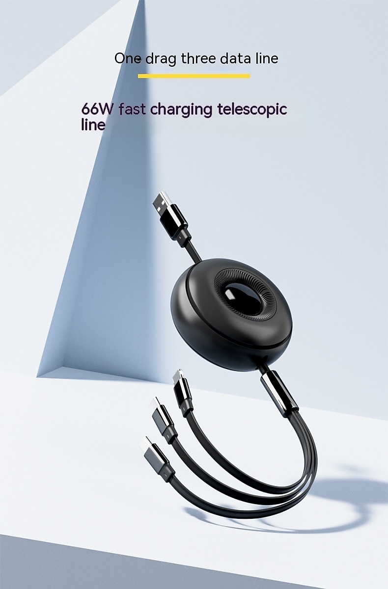 Multi Charging Cable 6A 1Pack 4ft 3 In 1 Retractable Charging Cord Multi USB Cable Fast Charger Cord Adapter With IPhone/Type C/Micro USB Port For Cell Phones/IPhone/Samsung Galaxy/Ps/Tablets And More 2025 - $14.99 –P1