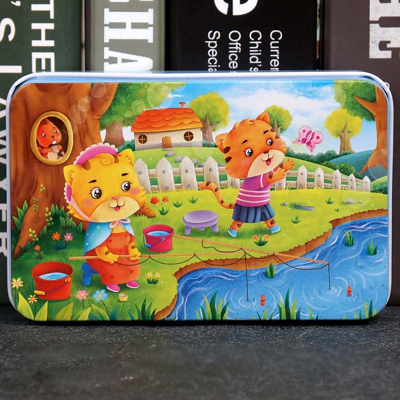 drewniane puzzle puzzle dla dzieci 60 sztuk żelaznego pudełka puzzle dla przedszkola wczesna edukacja drewniane zabawki 2025 - $27.99 –P20