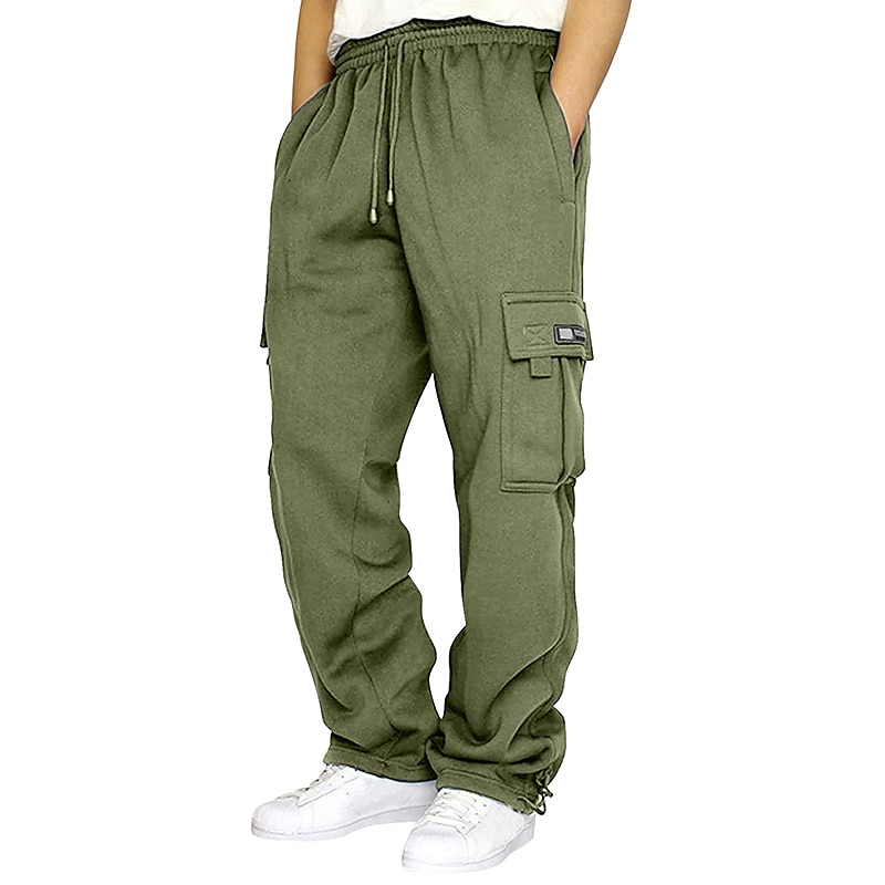 Men's Sweatpants Joggers Trousers Cargo Sweatpants Pocket Plain Comfort Breathable Outdoor Daily Going out Fashion Casual Dark Khaki Black 2025 - $18.49 –P9