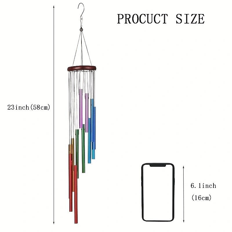 Outdoor Wind Chimes with 12 Colored Aluminum Tubes and Hooks, Decorated with Commemorative Wind Chimes for Families, Courtyards, Gardens, and Outdoor Occasions 2025 - $10.99 –P5