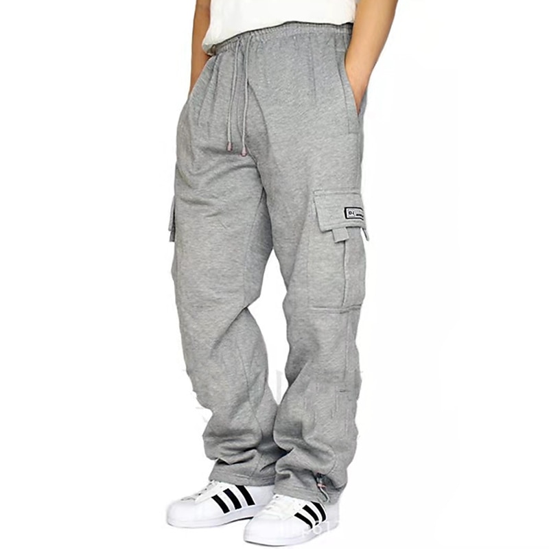 Men's Sweatpants Joggers Trousers Cargo Sweatpants Pocket Plain Comfort Breathable Outdoor Daily Going out Fashion Casual Dark Khaki Black 2025 - $18.49 –P5