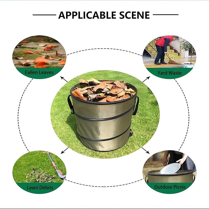 Folding Garden Reusable Yard Waste Bag Pop up Leaf Trash Can