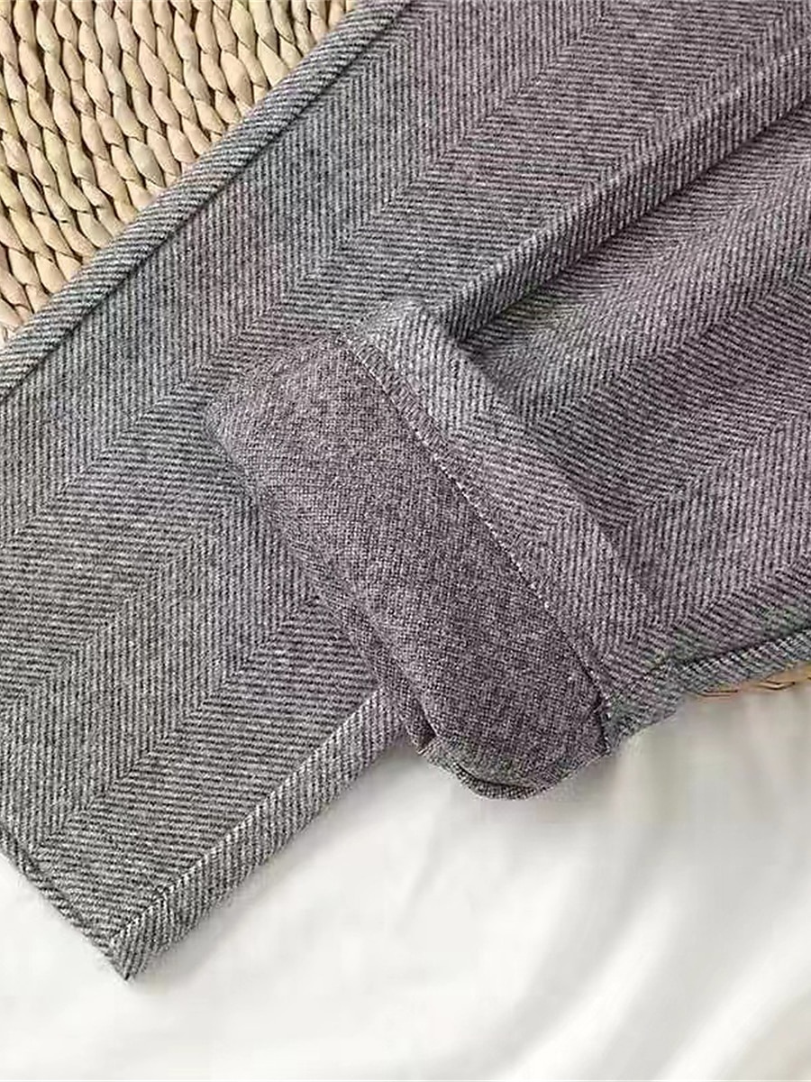 dames geklede broek visgraat broek fleece flanel cropped broek enkellange mode streetwear kantoor werk zwart askleurig s m herfst winter 2025 - $32.99 –P9