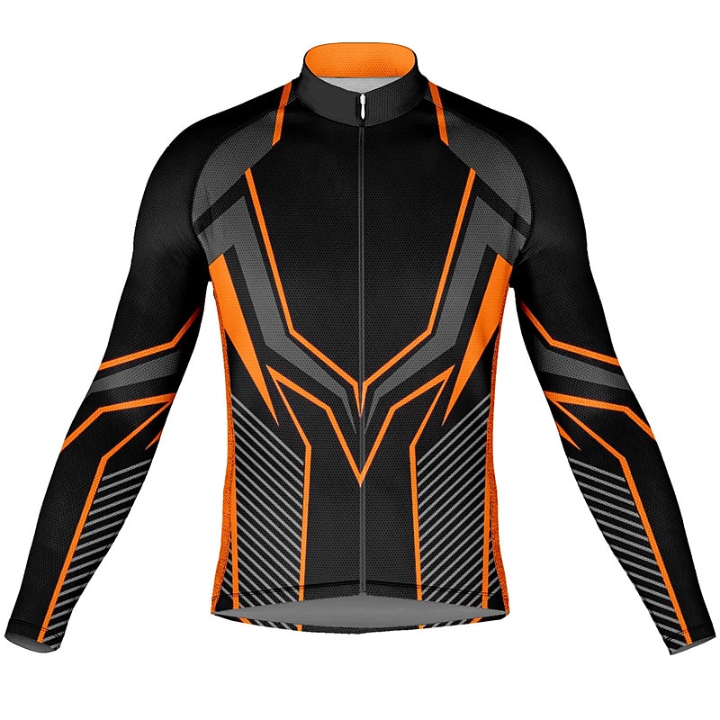 Herren Radtrikot Grafik Geometrisch Langarm Fahhrad Oberteil mit 3 Gesäßtaschen Mountainbike MTB Straßenradsport Schnelltrocknend Reflektierende Streifen Rückentasche Feuchtigkeitsableitend Sport 2025 - $34.99 –P6