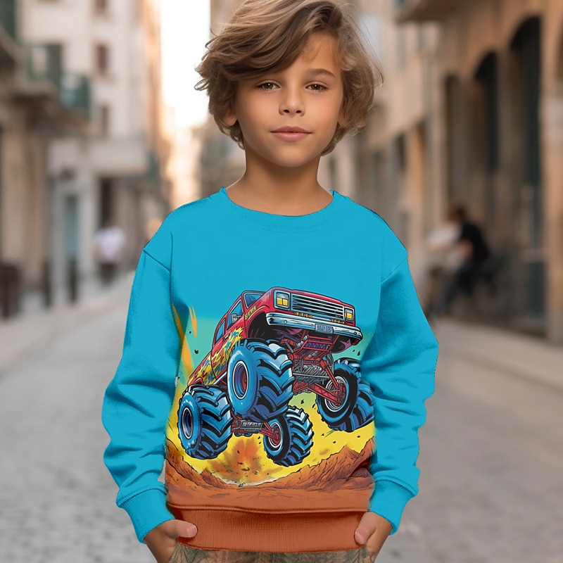 Pojkar 3D Bilar brand Tröja Pullover Långärmad 3D-tryck Höst Vinter Mode Streetwear Häftig Polyester Barn 3-12 år Utomhus Ledigt Dagligen Normal 2025 - $17.49 –P3