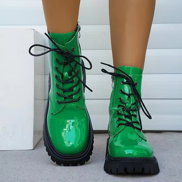 Dámské Boty Boty na platformě Obuv military styl Boty se šněrováním Párty Denní Pevná barva Kotníkové boty Booties Zima Platforma Blokovat patu Oblá špička prázdniny Na běžné nošení Pohodlné Uměl 2025 - $44.99 –P8