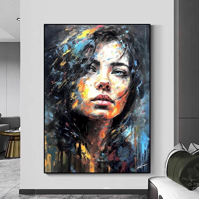 Beautiful popular woman with moon canvas acrylic painting