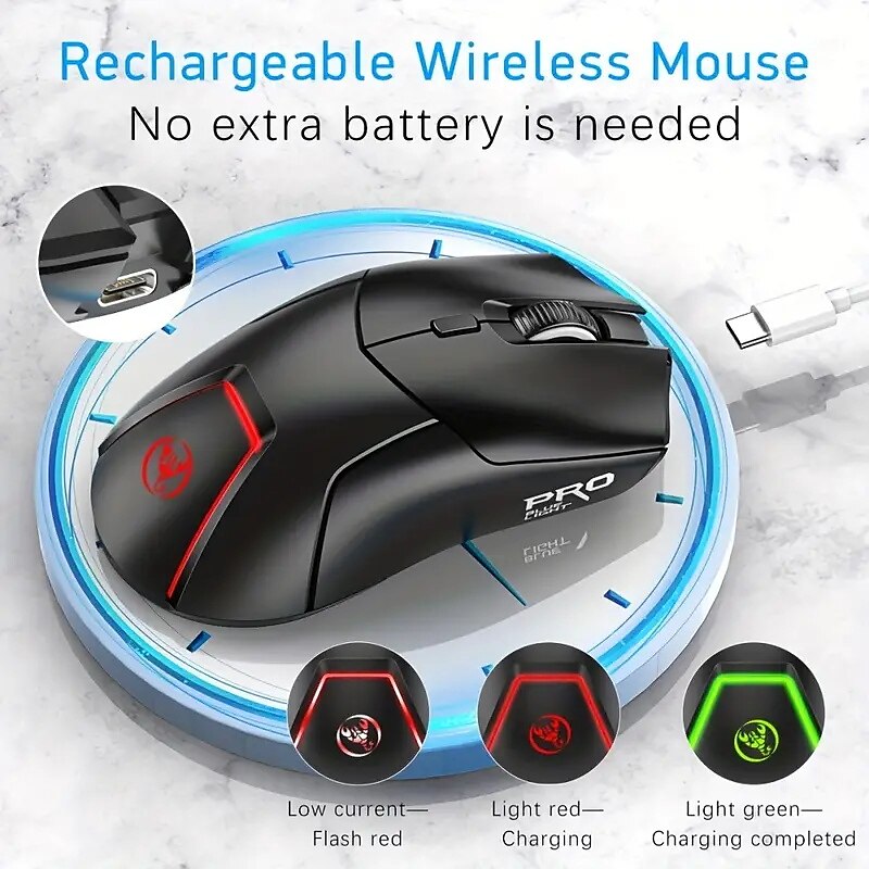 2.4G Wireless Three Mode Mute Game Mouse 4000DPI Adjustable And Rechargeable USB Plug And Play For Desktop Notebook Office PC Optical Mouse 2025 - $47.99 –P2