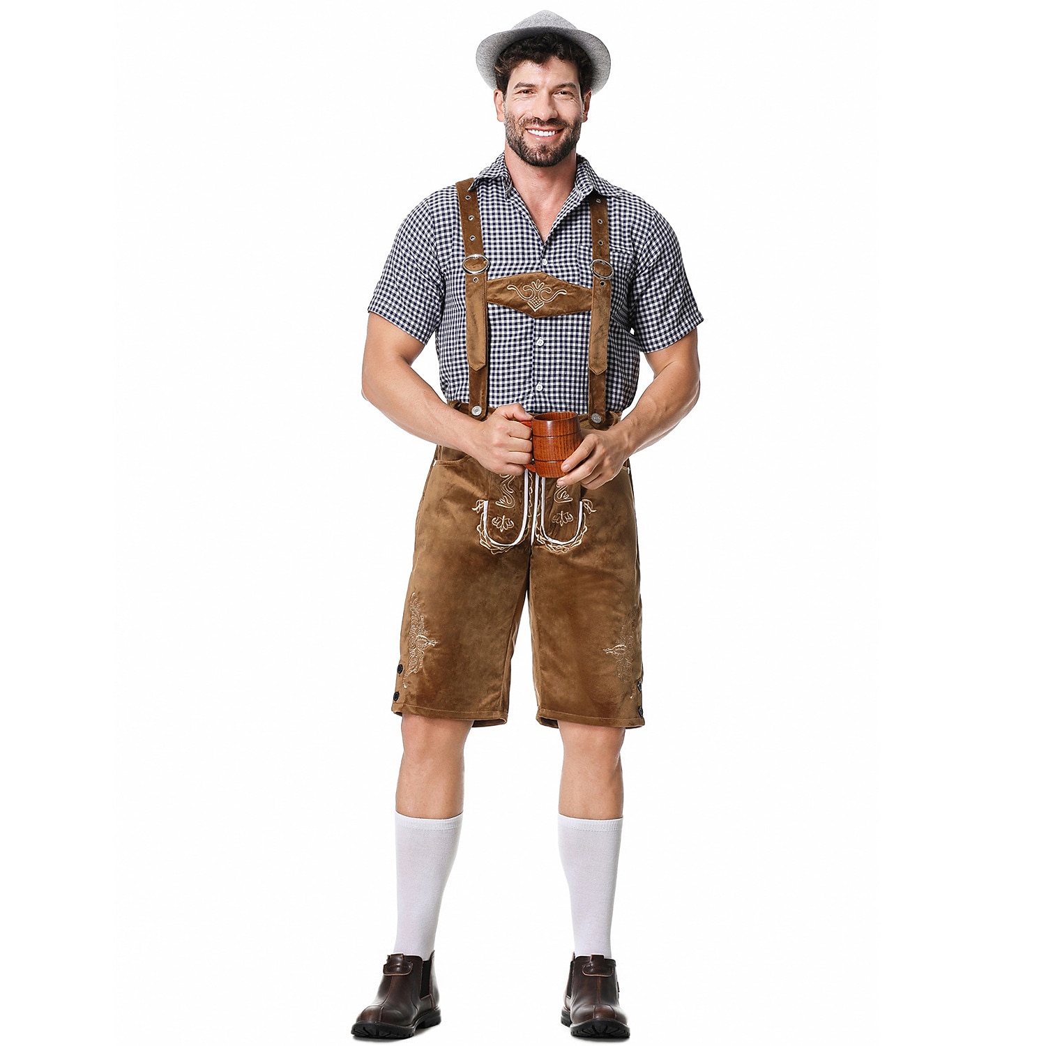 Oktoberfest lederhosen Skjorta Bayersk Bavarian Tyska Ängar Herr Traditionell stil tyg Blus Shorts Hatt 2026 - $66.99 –P14