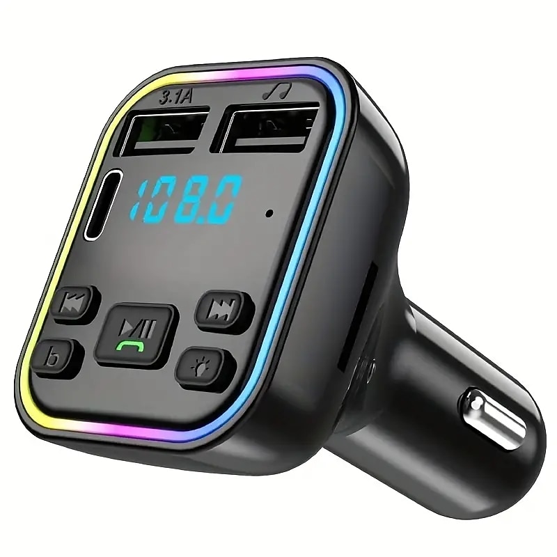 طقم سيارة Bt جهاز إرسال FM Pd Type-C Dual USB 3.1A شاحن سريع ملون ضوء محيطي جهاز استقبال الصوت يدوي mp3 سيارة لاسلكية مشغل mp3 2025 - $12.99 –P2