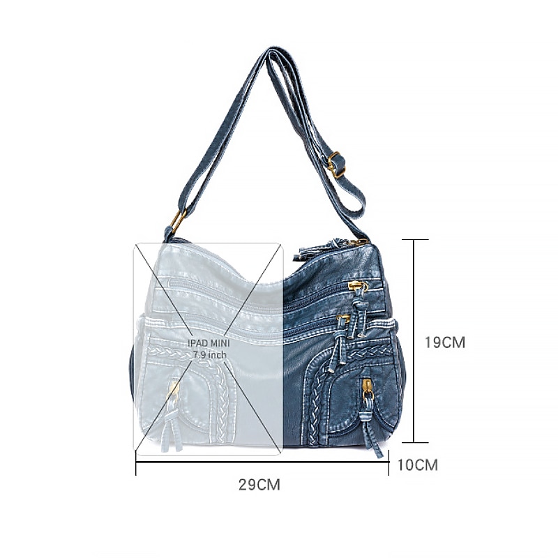 Bolso de hombro vintage de piel sintética marrón para mujer: bolso bandolera bohemio con múltiples bolsillos, elegante bolso de diario para uso informal y de viaje 2025 - $24.99 –P8