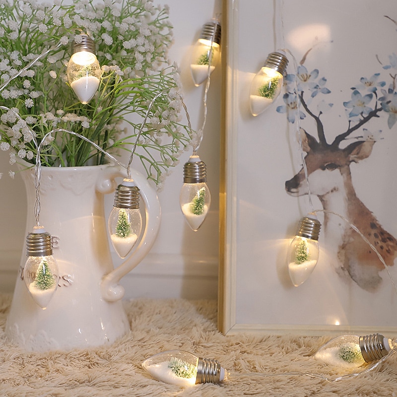 Christmas Fairy String Lights Christmas Tree Snow Bulb String Light 1.5m 10LEDs Decor Fairy Lights New Year Party Xmas Indoor Bedroom Tree Patio Decoration Garland Lights 2025 - CAD $17.99 –P9