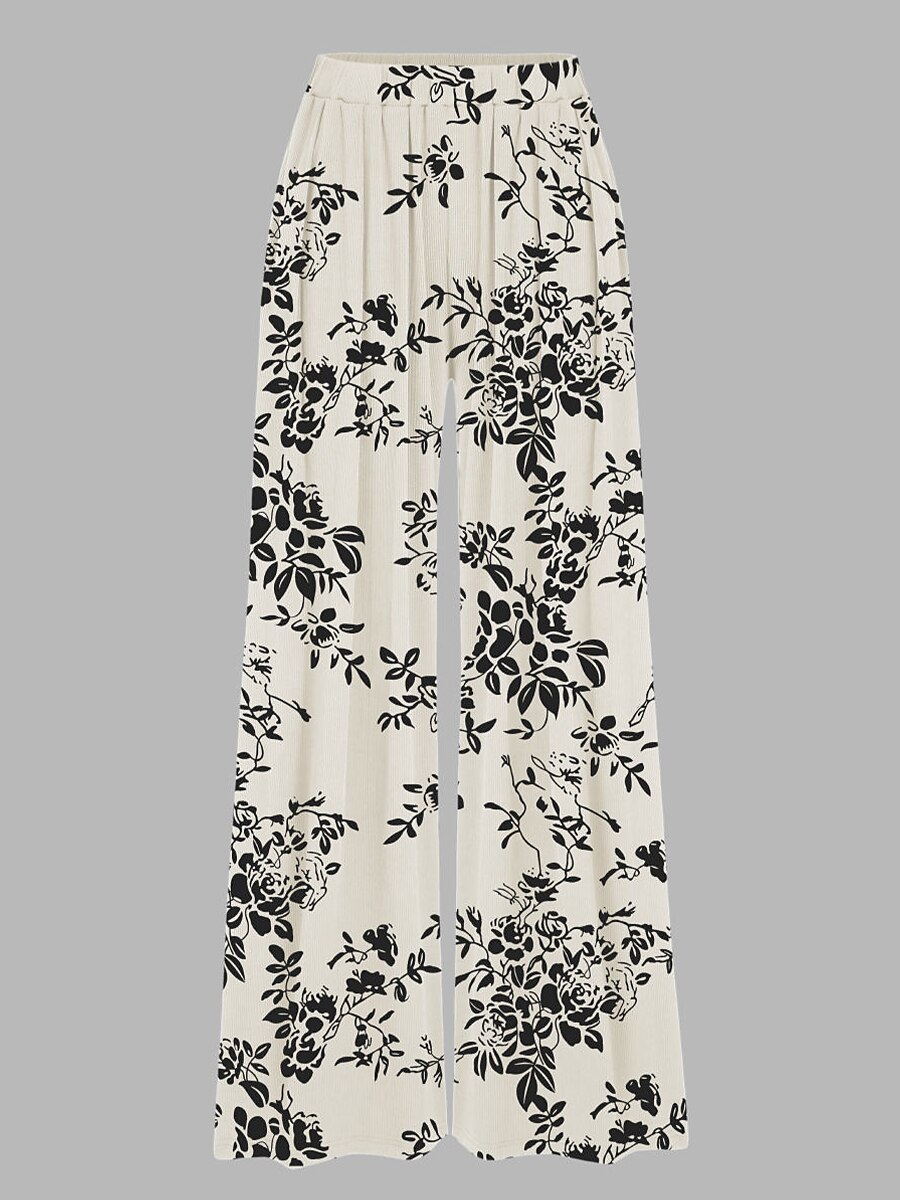 Damen-Kleiderhose mit weitem Bein, lange Hose, Modaltasche, mikroelastisch, hohe Taille, Mode, Streetwear, Straße, Alltag, Weiß/Schwarz, Schwarz, S, M, Herbst, Winter 2025 - $24.99 –P8