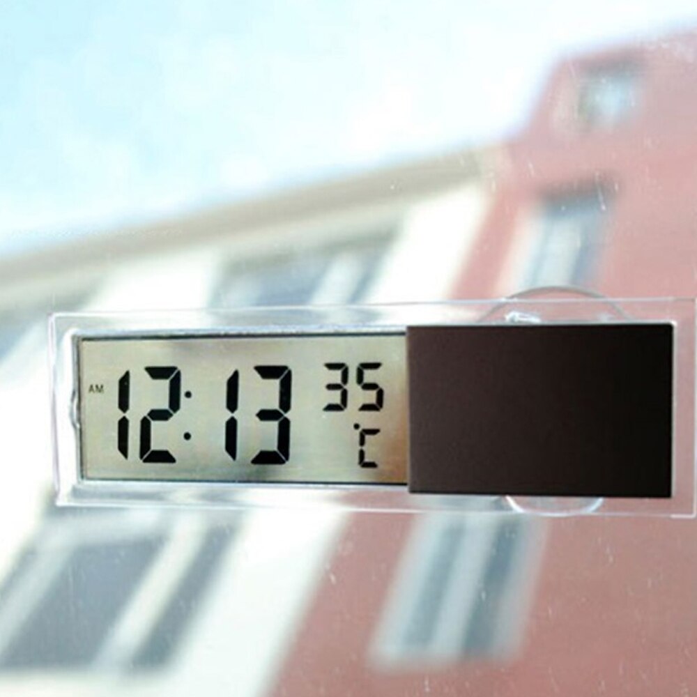 starfire 2 i 1 bil bilklocka lcd digital termometer sugtyp klocka transparent med 1 ag10 knappcell 2025 - $9.99 -P8